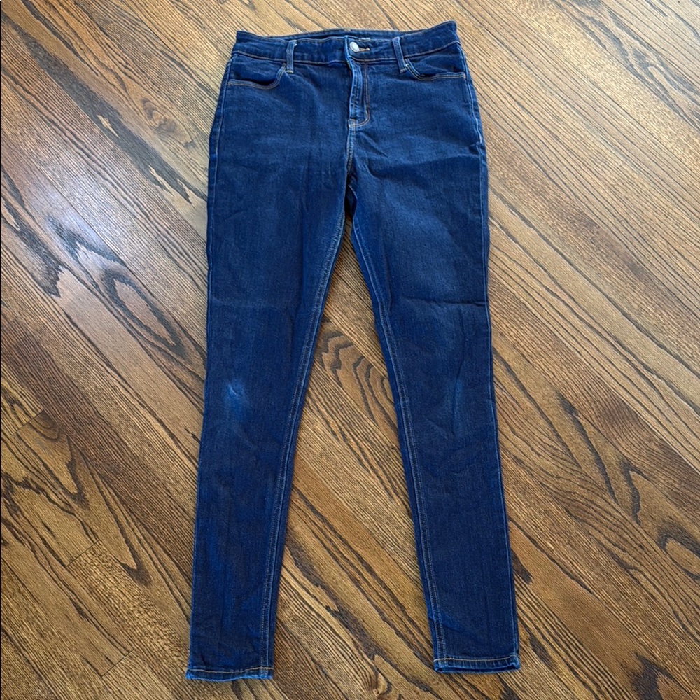 B4 Old Navy Women's 6 Long High Rise Skinny Jeans in Dark Blue